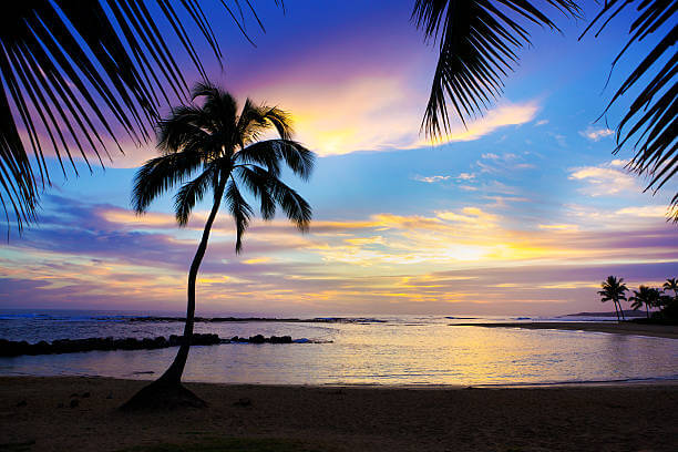 A sunset one of of the beaches on the South Shore of Kauai.